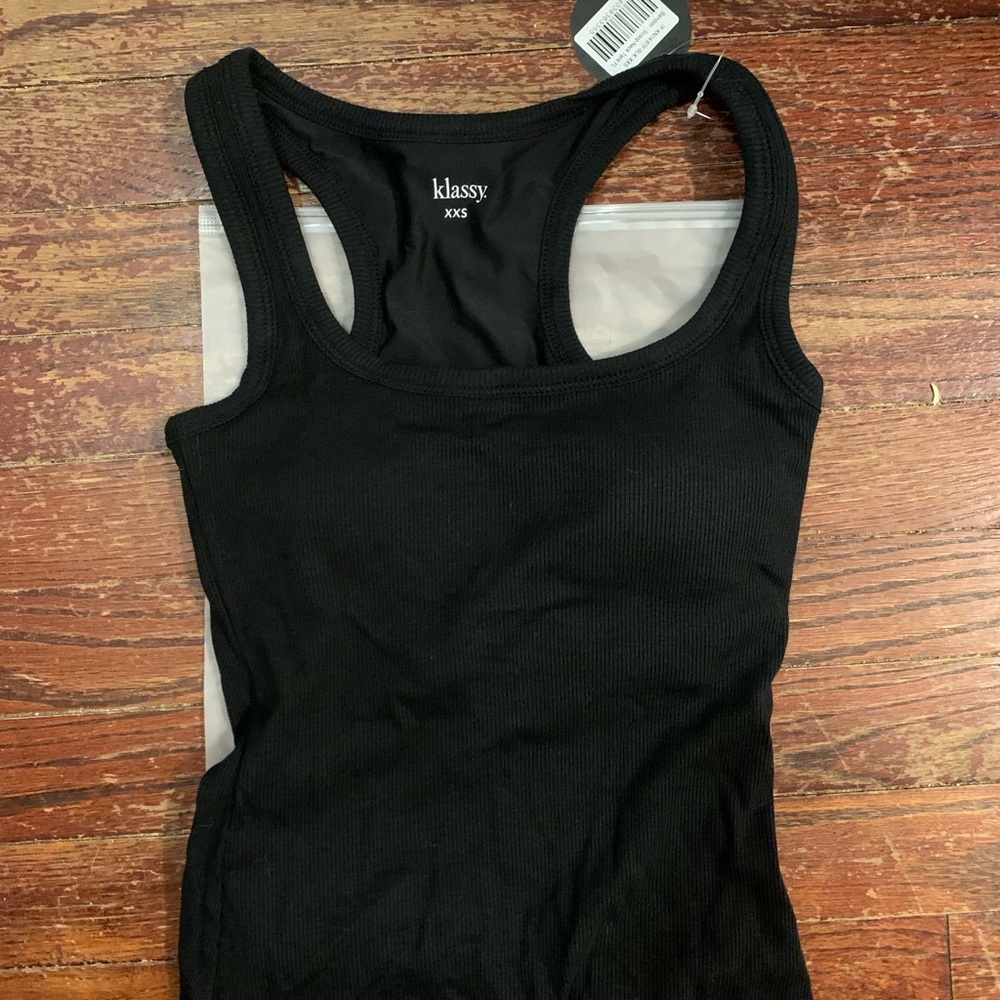 Klassy Network Black Ribbed Tank Top